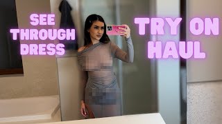 [4K] TRANSPARENT SHEER Dresses TRY ON HAUL | Natural Petite Body