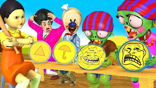 Scary Stranger Vs Squid Game 오징어 게임 Miss T Troll Zombie Destroy Honeycomb Candy Challenge
