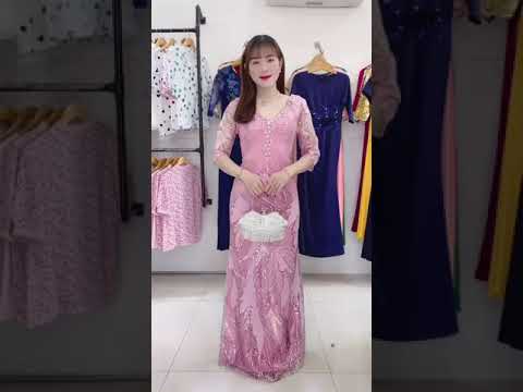 Đầm Giả Áo Dài, Đầm Dạ Hội Thiết Kế Đính Đá Sang Trọng, Quý Phái - DX017