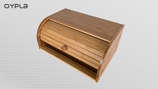 Oypla Single Layer Roll Top Bamboo Wooden Bread Bin Kitchen Storage