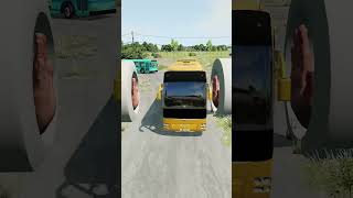 Long Buses & Capsule Bus Vs Hand Bollards Crush - Beamng.drive