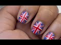 Union Jack Flag British nail art tutorial