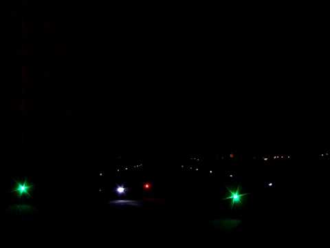 airport runway lights at night. Approach Runway 27 Egelsbach