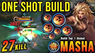 27 Kills!! New Masha One Shot Build and Emblem!! - Build Top 1 Global Masha ~ ML