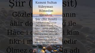 Kanuni Sultan Süleyman Şiir Bilmedim Ahvalimi Bir Kesit