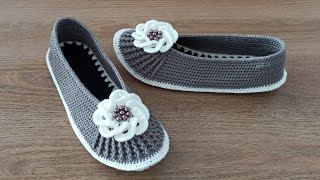 Keçe taban üzerine iki renkli lastik model babet patik yapımı  #crochet #pintere