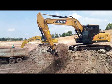 KOMATSU PC210-10MO VS SANY SY215C SUPER ACE ดั้มแรง เล่นอ่างเก็บน้ำ excavator and truck EP.7319
