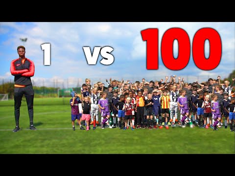 100 KIDS vs 1 PRO Footballer In A Soccer Match