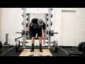 Beltless Double Overhand Deadlifts 500x3