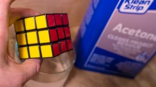 Putting a Rubik's Cube & Lego bricks in Acetone. What Happens? Putting a Rubik's Cube & Lego bricks in Acetone. What Happens?