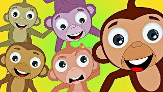 Five Little Monkeys Song | HooplaKidz Nursery Rhymes & Kids Songs