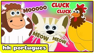 Sons dos Animais | Animal Sounds em Portugues | Musica Infantil por HooplaKidz Portugues