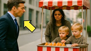 Unternehmer Trifft Ex Frau Mit Kroketten Und Zwei Jungen, Die Ihm Ähneln