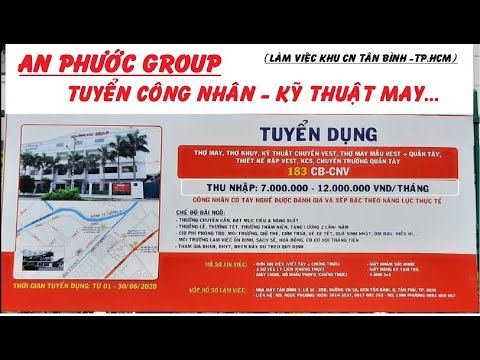 TUYỂN NHIỀU CÔNG NHÂN - KỸ THUẬT NGÀNH MAY | AN PHƯỚC GROUP - KHU CN TÂN BÌNH | TPHCM|@VIỆC LÀM CNC