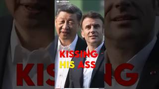 Emmanuel Macron Kissing Xi Jin Ping Ass and FIST PUMP to Saudi Arabia #shorts