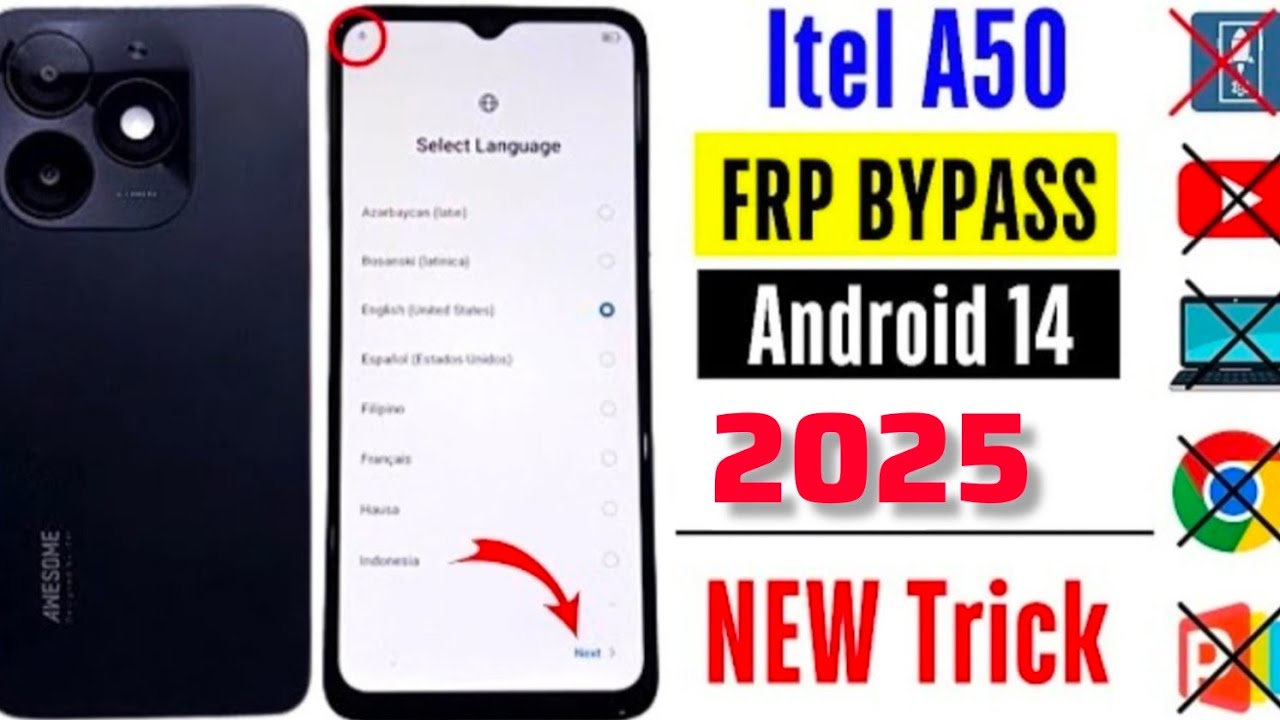 Itel A50 FRP BYPASS Android 14 | Itel A50 Gmial Account Itel A50 FRP BYPASS Android 14 | Itel A50 Gmial Account