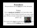 Video 1.6 - How To Write A Lab Report - Procedures