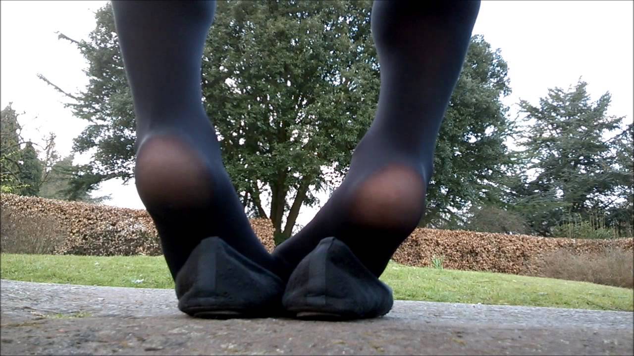 Amateur ebony nyloned soles