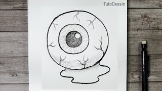 Dessin Dun Œil Dhalloween Au Crayon Réaliste Et Effrayant