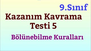 9.Sınıf Matematik2020-2021 Kazanım Kavrama Testi 5Bölünebilme Kuralları