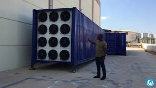 What equipment does the Container type Block Ice Machine consist of? How does work?