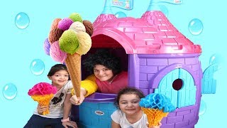 Elif Öykü and Masal  Ice Cream Truck Pretend Play with Ice Cream Sing-A-Along So