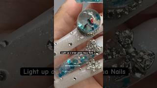 Light Up Snow Globe Aqua Nails
