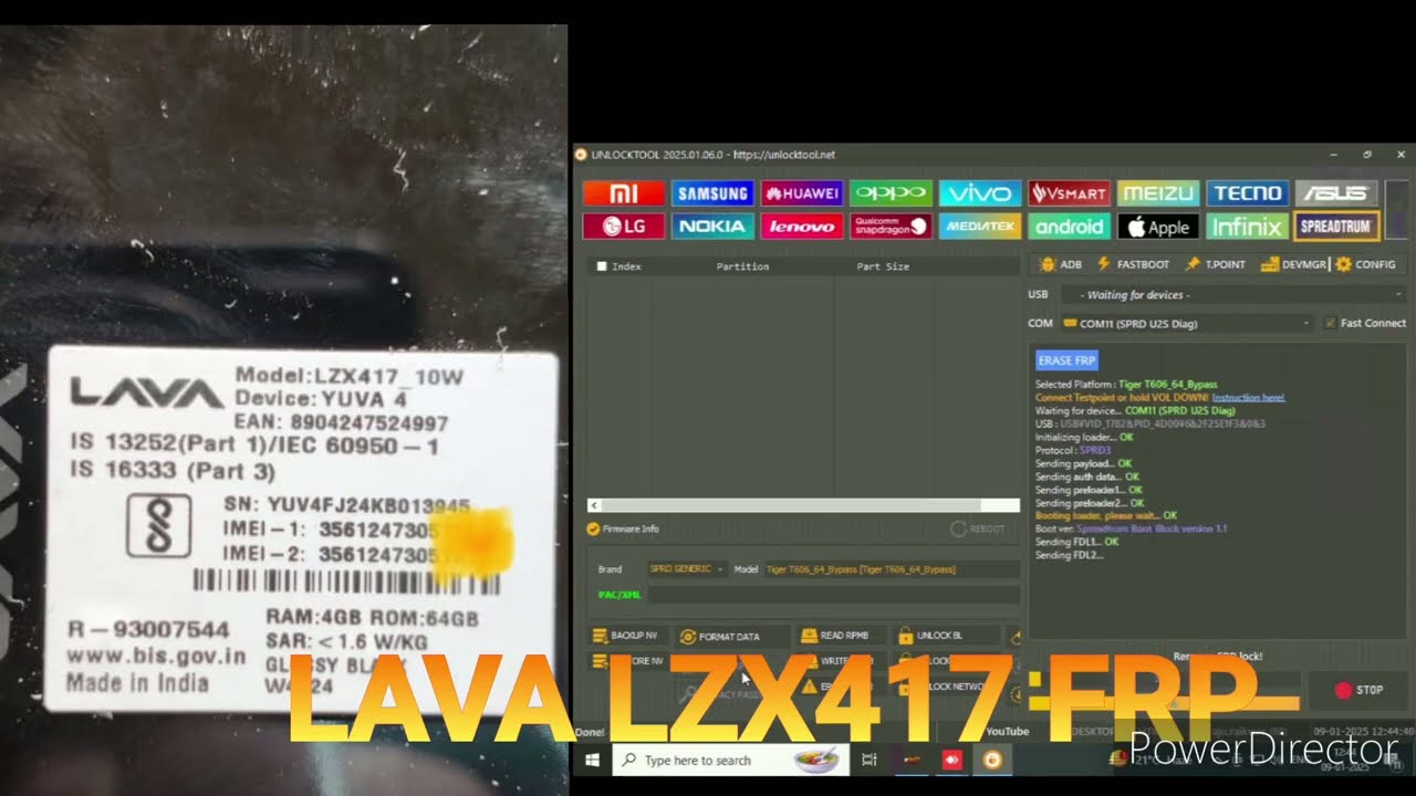 LAVA LZX417 FRP LOCK REMOVE UNLOCK TOLL LAVA LZX417 FRP LOCK REMOVE UNLOCK TOLL