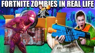 FORTNITE BOX FORT BATTLE IRL!! ?? Fortnite Zombies Base Defence (Nerf)