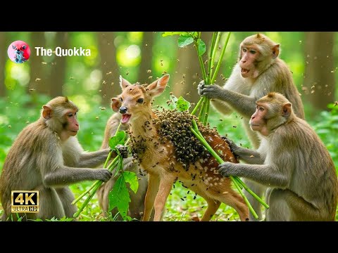 BABY DEER Saved from BEEHIVE by MONKEYS! 4K | The Quokka