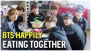 BTS Mutlu Bir Şekilde Birlikte Yemek Yiyor