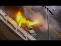2012 Daytona 500 Juan Montoya wrecks jet dryer huge explosion & fire