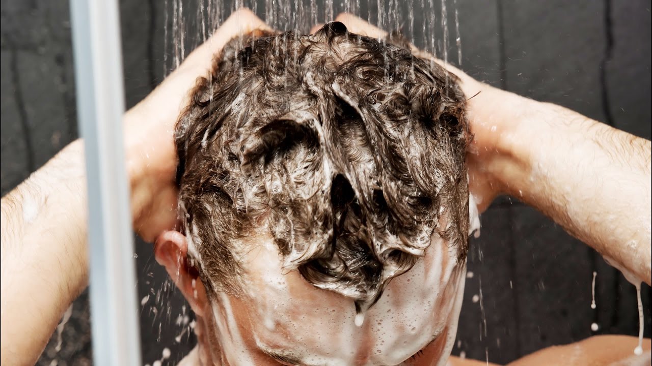 Washing hair outside slow motion pic