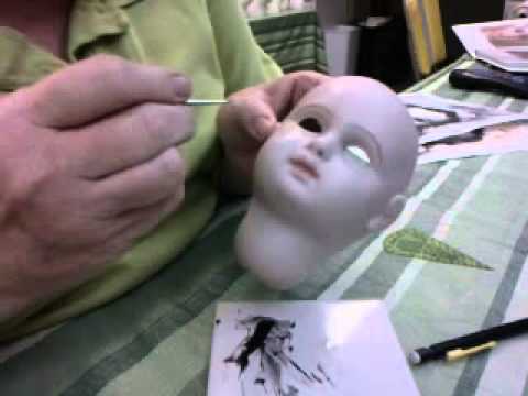 Painting Eyelashes on a Tete Jumeau Antique Reproduction Doll with Connie Zink thumb