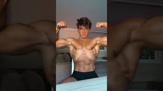 Teen Bodybuilder Flexing Muscles