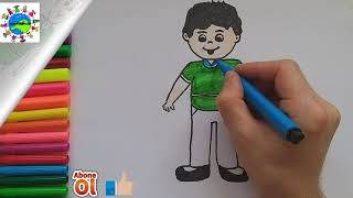 Erkek Çocuk Resmi Çizimi ve Boyaması / Kolay Çocuk Resim Çiz