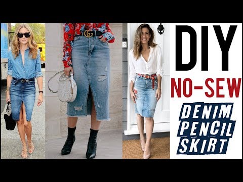 DIY: How To Make a Denim Pencil Skirt - NO-SEW!! - by Orly Shani - YouTube