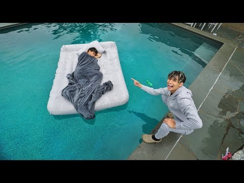 TWIN BROTHER WAKES UP IN SWIMMING POOL PRANK!
