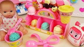 Baby Doll Ice cream shop and Poli car toys baby Doli play