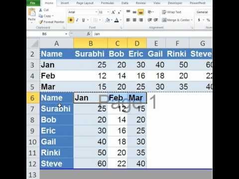 Excel Convert Rows to columns and Columns to Rows