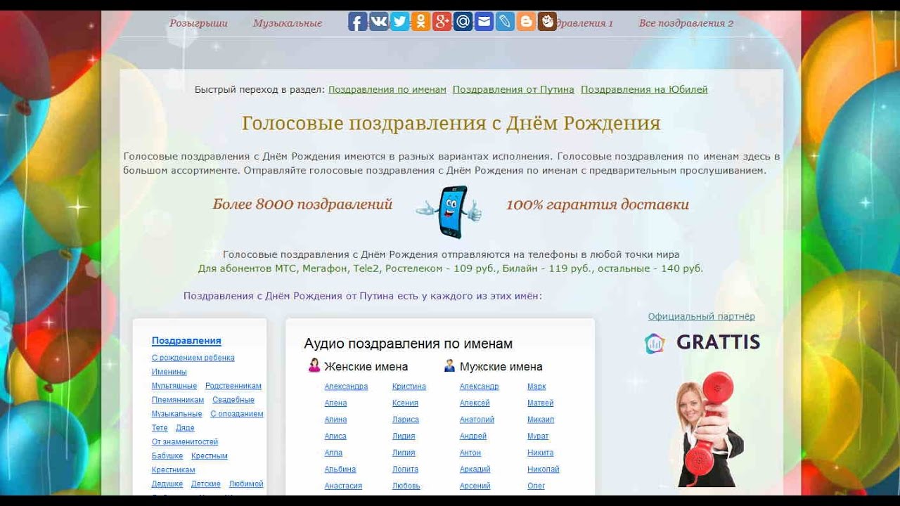 Музыкальные и голосовые поздравления с днем рождения Музыкальные и голосовые поздравления с днем рождения