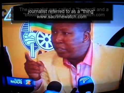 These are the closing seconds of a verbal altercation that ended in ANC Youth League leader Julius Malema kicking a foreign journalist out of a media
