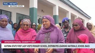Katsina State First Lady Visits Primary School, Distributes Learning Materials, School Bags