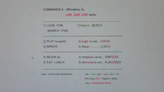 commands 4...yes tú car gar zar