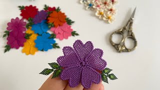 96.Kalp Çi̇çek Moti̇fi̇ Tüm Detayli Anlatimi İğne Oyasi Modeli 2024 Needle Lace Knitting