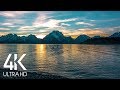 Snowy Mountains at Sunset - 8 Hours of Lake Lapping Water Wave Sounds - 4K Nature Soundscape