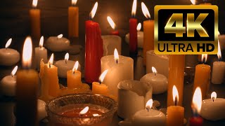 2 Hours Burning Candles and relaxing music in 4K. Cinematic look in 24fps. No Lo