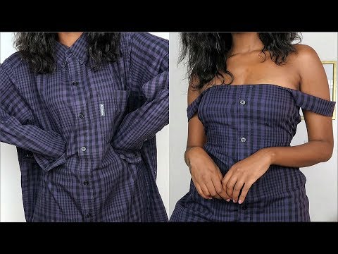Super Easy DIY Dress from Men's Shirt | Men's Shirt Refashion - YouTube