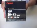 Canon EF 16-35mm f2.8L II USM lens open box experience