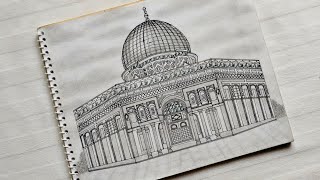 How To Draw Dome Of The Rock With Pencil Al Aqsa Mosque Palestine Detailed Sketching Tutorial